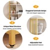 4-Tier Bookcase with 3 Drawers & Door, 62" Metal Frame Display Storage Cabinet for Office, Living Room, White & Gold - 3 of 4