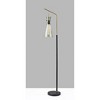 Adesso Walker Floor Lamp: Vintage Edison Bulb, Smoked Glass Shade, Black & Antique Brass - image 2 of 4