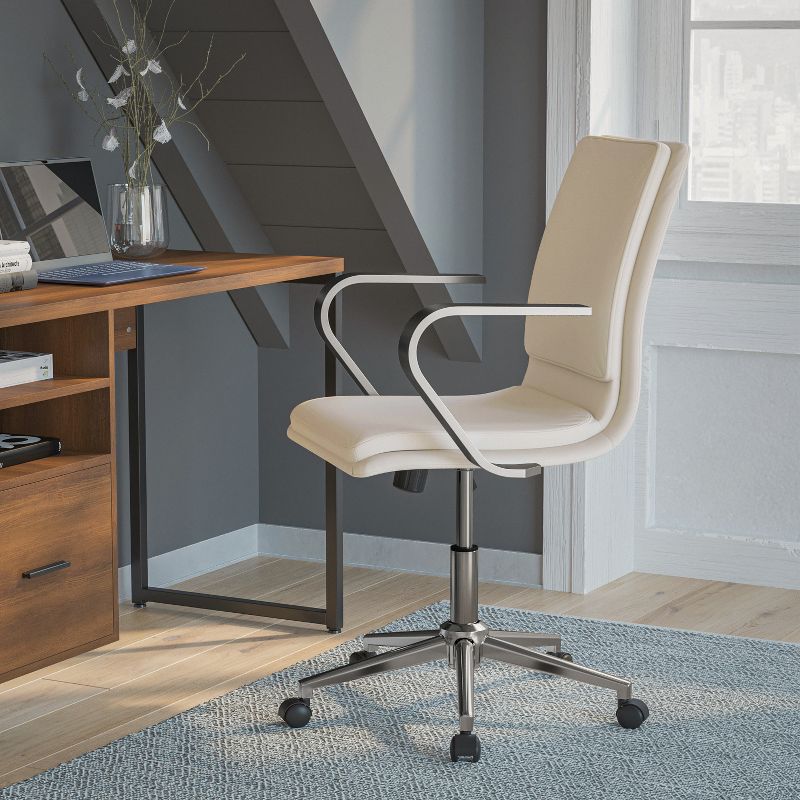 Flash Furniture James Mid-Back Designer Executive Upholstered Office Chair with Brushed Metal Base and Arms, 3 of 13