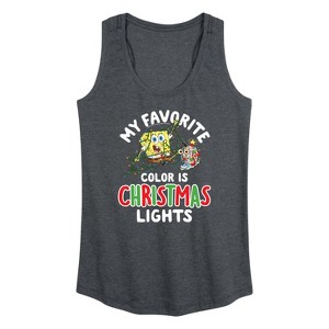 Women's - SpongeBob SquarePants - My Favorite Color Is Christmas Lights Graphic Racerback Tank - 1 of 4