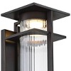 Minka Lavery Modern Outdoor Wall Light Fixture Oil Rubbed Bronze LED 26" Clear Ribbed Glass Shade for Post Exterior Porch Patio - 2 of 2