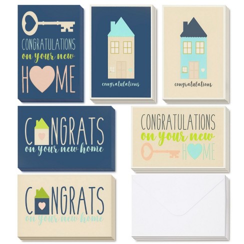 36 Pack House Warming Congratulations On Your New Home Greeting Cards With  Envelopes, 6 Unique Style Designs, Bulk Box Set Assortment 4 X 6 Inches :  Target