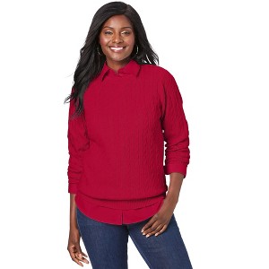 Jessica London Cable Crewneck Sweater - 1 of 4