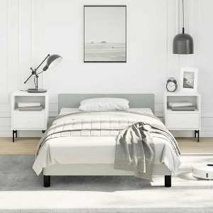 Bed Frame With Headboard Light Grey Velvet, Plywood, Engineered Wood - 1 of 4