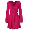 Coolmee Women's Dresses Wrap V-Neck Casual Ruffle Long Sleeve A-Line Mini Dress - 4 of 4