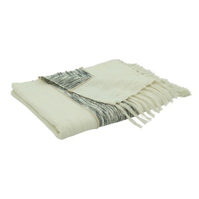 Cozy Comfort Stripe Design Black Cotton Throw Blanket