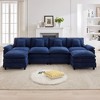 HYLEORY Chenille Fabric Pillow Top Arm U-Shaped Sectional Sofa , Indoor Convertible Modular Sectional Sofa Set with 2 Ottomans for Living Room - 2 of 4