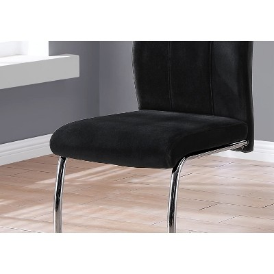 Modern Luxe Black Velvet Upholstered Side Chair with Chrome Metal Base