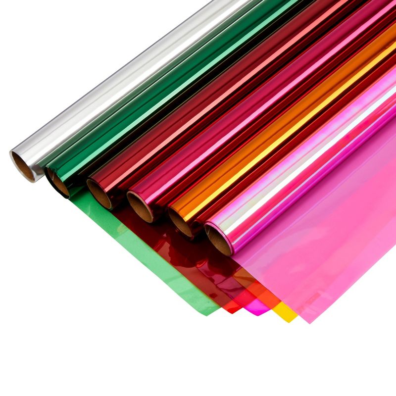 Bright Creations 6 Roll Cellophane Wrap - 6 Color Transparent Colored Wrapping Paper for Gift Baskets, Treats, Crafts (17 Inch x 10 Feet), 1 of 9