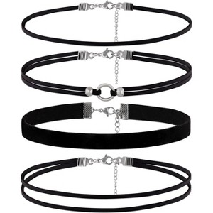 Summit Adventure 4PCS Black Choker Set – Lace & Velvet Gothic Necklaces, Adjustable Layered Chokers for Women - 1 of 4