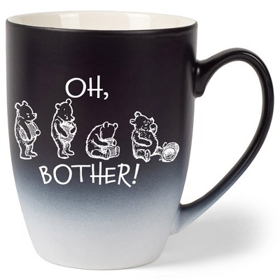 Elanze Designs Oh, Bother! Pooh Two Toned Ombre Matte Black and White 12 ounce Ceramic Stoneware Coffee Cup Mug