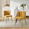 Set of 2 Barbara Contemparary Velvet Vanity Stool For Makeup Room, Moden Accent Side Chairs For Living Room With Shell Back And Golden Metal Legs| ARTFUL LIVING DESIGN - 2 of 4
