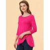 Allegra K Women's 3/4 Sleeve Round Neck Button Decor Casual Stretchy Tunic Tops - 3 of 4