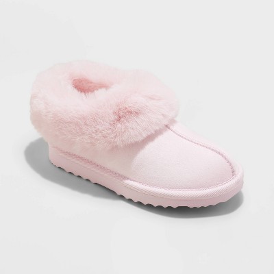 Cat & Jack Toddler M 7/8 Dark Pink Super Soft Fuzzy Faux Fur Bootie Slippers  w/ Velcro Closure NWT