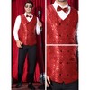 Lars Amadeus Men's V-Neck Slim Fit Double-Breasted Party Disco Prom Nightclub Sleeveless Sequin Vest - 4 of 4