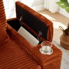 PAGED Single Sofa with Ottoman, Fluffy Corduroy Sofa with Bluetooth Speaker, USB Ports,180°Rotating Table Board for Living Room - 3 of 4