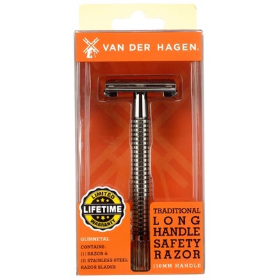 Van der Hagen 110 MM Traditional Gunmetal Safety Razor with Razor blades - 5pk