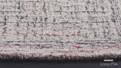 Pink and Ivory Abstract Hand-Tufted Wool Area Rug