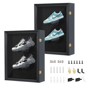 MUKE Sneaker Display Frame, Lockable Shoes Wood Case with 98% UV Protection, Wall-Mounted for Shoe Collectors - 1 of 4