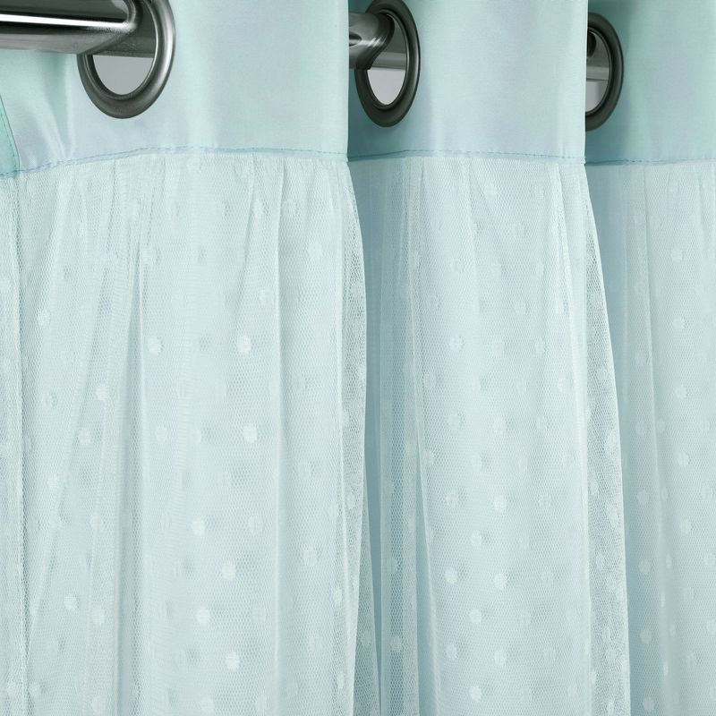 Home Boutique Cottage Polka Dot Sheer Window Curtain Panels Including Tieback Blue 38X84 Set, 1 of 2