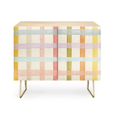 Gigi Rosado Pastel Plaid Credenza - Deny Designs