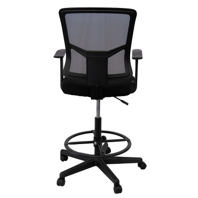 Black Mesh Adjustable Drafting Task Stool with Swivel
