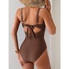 Eomenie Women's One Piece Swimsuit Tummy Control Ruched Bathing Suit Cutout V Neck Swimwear High Cut Tie Back Swim Suit - 2 of 3