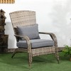 Outsunny Patio Adirondack Chair with All-Weather Rattan Wicker, Soft Cushions, Tall Curved Backrest for Deck or Garden - 3 of 4