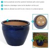 Sunnydaze Chalet Outdoor/Indoor High-Fired Glazed UV- and Frost-Resistant Ceramic Planter with Drainage Holes - 15" Diameter - 2 of 4