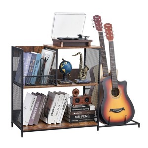 VEVOR 3-Tier Record Player Stand with Guitar Holder, Turntable Stand with Storage Holds Up to 300 Albums, Vinyl Record Cabinet with Metal Mesh Frame - 1 of 4
