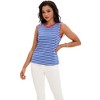 ATHLECHIC Women's Striped Color Block Side Slits Crew Neck Casual Sleeveless Shirts - 2 of 4