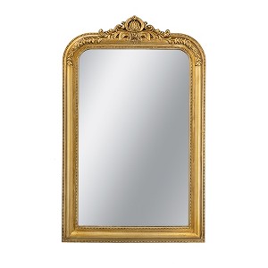 JUJABU 23.5x37.5" Decorative Arched Wall Mirror with Ornate Gold Crest Design - 1 of 4