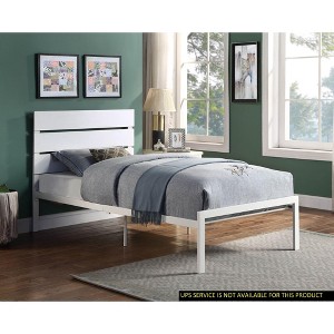 NicBex Modern Twin/Full/Queen Size Metal Platform Bed Frame with Headboard,Large Under Bed Storage,Strong Metal Slats,Easy Assembly,White/Black - 1 of 4