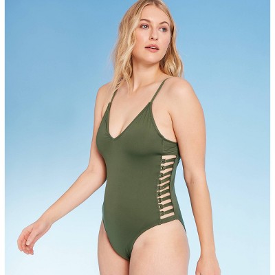 target green one piece swimsuit