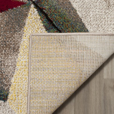 Porcello Light Grey and Orange Abstract Runner Rug