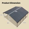 EROMMY 20' x 20' Carport with Galvanized Steel Roof, Sturdy Metal Carport for Cars, Boats, and Tractors - 3 of 4