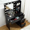 Makeup Vanity Table with Lights & Charging Station - 3 Lighting Modes, Adjustable Brightness - Vanity Desk with 4 Large Drawers & Open Storage - 3 of 4