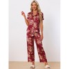 cheibear Women's Silky Short Sleeves Sleepshirt with Pants Sleepwear Pajama Set 2 Pcs - 2 of 4