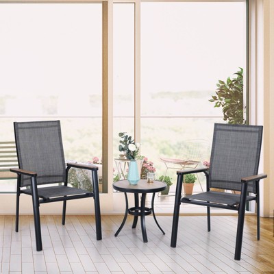 3pc Patio Dining Set with Small Round Table & Lightweight Sling Chairs - Captiva Designs: Outdoor Bistro, Balcony-Compatible