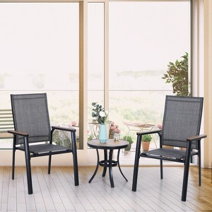 3pc Patio Dining Set with Small Round Table & Lightweight Sling Chairs - Captiva Designs: Outdoor Bistro, Balcony-Compatible - 1 of 4