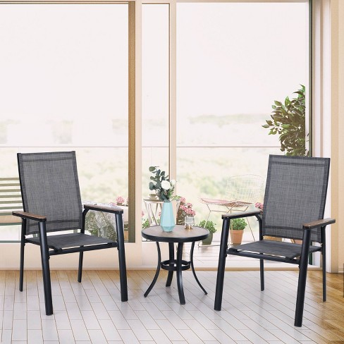 3pc Patio Dining Set With Small Round Table & Lightweight Sling Chairs ...