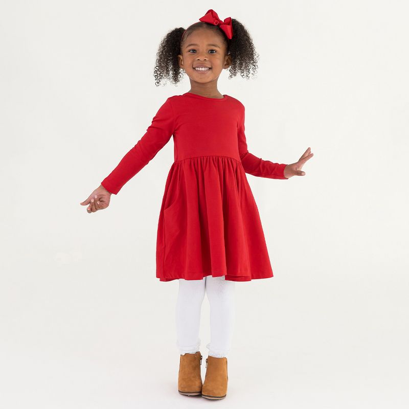 RuffleButts Toddler Girls Long Sleeve Twirl Dress, 3 of 8