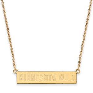 Black Bow Jewelry 14k Yellow Gold Plated Sterling Silver Minnesota Wild NHL Necklace 18 Inch - 1 of 4