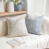 Floral Decorative Throw Pillow Cover 18x18 Set of 2, Farmhouse Coastal Blue Velvet Accent Throw Pillow - 2 of 3
