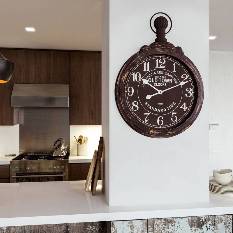 Pocket Watch Wall Clock Distressed Iron - Yosemite Home Decor, 3 of 5
