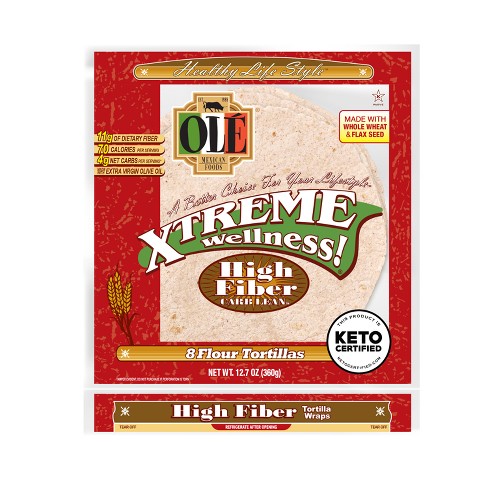 Ole Xtreme Wellness High Fiber Low Carb Keto Friendly Tortilla Wraps - 12.7oz/8ct - image 1 of 3