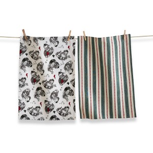 tag Farmhouse Santa Dishtowel Set of 2 - Christmas Kitchen Towels, Multicolor Cotton, Machine Wash, 26" x 18" - 1 of 2