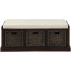 Whisen Rustic Storage Bench with Removable Cushion and 3 Removable Fabric Basket - 4 of 4
