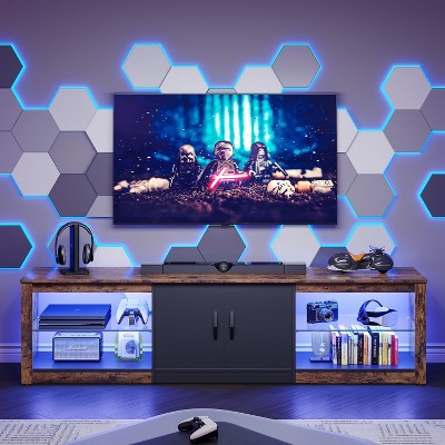 Bestier 70 Inch TV Stand with LED Lights for 75/80/85 Inch TV