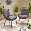 2 Pieces Patio Chairs, Outdoor Wicker Furniture Upholstered Seating, Modern Rattan Chair, Conversation Chairs, Bistro Chairs - 2 of 4